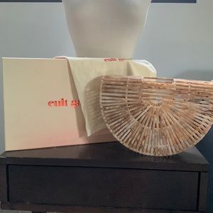 Cult Gaia Arc acrylic small tortoise beige clutch bag